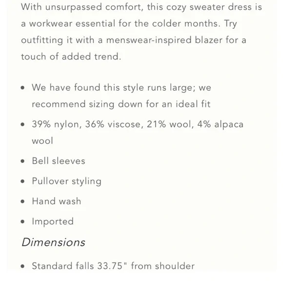 Anthropologie Arseneau Bell Sleeve Sweater Dress NWT Size XS - Picture 13 of 13